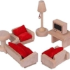 QWICK CLICK Wooden Living Room Set Miniature Dollhouse Furniture Toy for Kids Children - Image 4