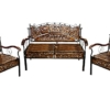 Urban Art Store Wood & Wrought Iron Sofa Set 4 Seater for Livingroom, Bedroom, Office, Porch, Garden, Balcony - Brown & Black - Image 3