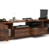 REKHA ART AND CRAFT Solid Sheesham Wood TV Cabinate TV Stand with Storage Space for Home | TV Cabinate Set Top Box Space, TV Unit for Living Room Hall Bed Room | Colour - Teak Finish - Image 2
