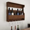 Indigo interiors Jorden Wooden Wall Hanging Design Bar | Bar Cabinets for Home | Mini Bar for Home | Solid Wood Make Wine Storage Cabinet with Glass Hanging Space-Teak Finish - Image 3