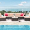 DEVOKO Outdoor/Patio/Garden/Pool Side/Terrace/Balcony/Porch/Backyard/Living Room/Cane Furniture Sofa Set Wicker Sectional Sofa All-Weather Rattan Conversation Sets, (Darkbrown and Cream) - Image 3