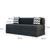 uberlyfe 3 Seater Sofa Cum Bed - Jute Fabric Washable Cover - Dark Grey with 2 Cushions(Zigzag Pattern) | 6' X 6' Feet - Image 3