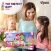 Toyshine Big Size Wooden DIY Doll House for Kids with Furniture, Dolls, Side Garden and Much More! Play House Learning Toy for Girls Boys 3 4 5 6 7 Year Old Birthday Gift Dollhouse - Image 9