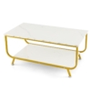EDEUEQUE 2 Tier Coffee Table, Modern Center Table Rectangle Nesting Table with Storage Shelf for Living Room, Apartment, Office, Stable Metal TV Stand Side End Table White and Golden - Image 8