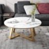 FLIPSSHOPPEE Side Table Simple Nesting Coffee Table for Living Room Sofa Side Cabinet Balcony Nesting Round Center Table Corner Table Bedside Table (Golden White) - Image 2