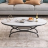 EDEUEQUE Oval Coffee Table Mid-Century Sofa Table Nesting Table End Table TV Stand Functional Centre Table for Living Room Bedroom Home Office Furniture Black and White - Image 3