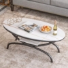 EDEUEQUE Oval Coffee Table Mid-Century Sofa Table Nesting Table End Table TV Stand Functional Centre Table for Living Room Bedroom Home Office Furniture Black and White - Image 2