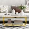 EDEUEQUE 2 Tier Coffee Table, Modern Center Table Rectangle Nesting Table with Storage Shelf for Living Room, Apartment, Office, Stable Metal TV Stand Side End Table White and Golden - Image 7