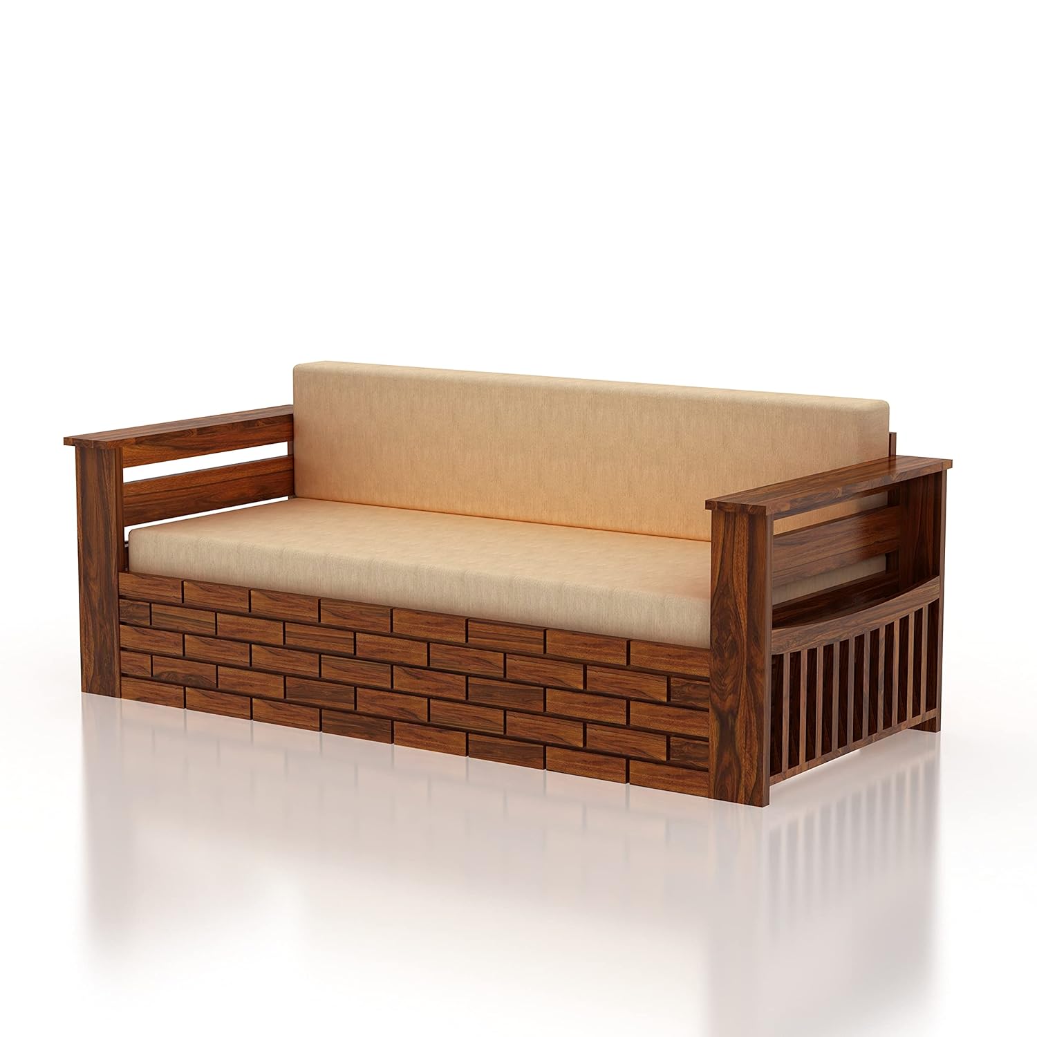 Ganpati Arts Sheesham Wood 3 Seater Sofa Cum Bed for Bedroom 1 Year Warranty (Brown) - Image 6