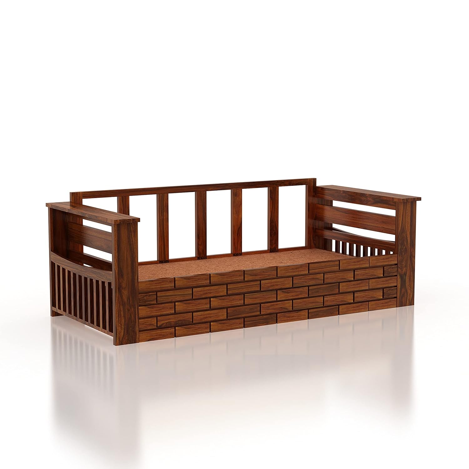 Ganpati Arts Sheesham Wood 3 Seater Sofa Cum Bed for Bedroom 1 Year Warranty (Brown) - Image 7