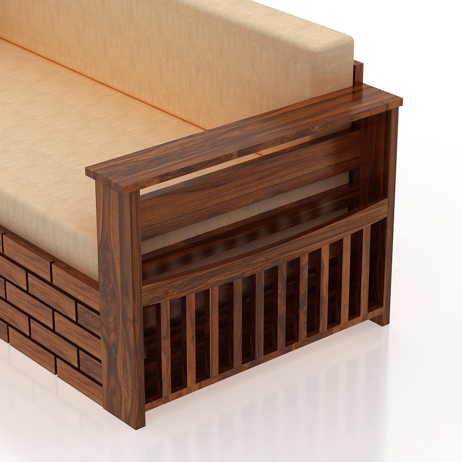 Ganpati Arts Sheesham Wood 3 Seater Sofa Cum Bed for Bedroom 1 Year Warranty (Brown) - Image 9