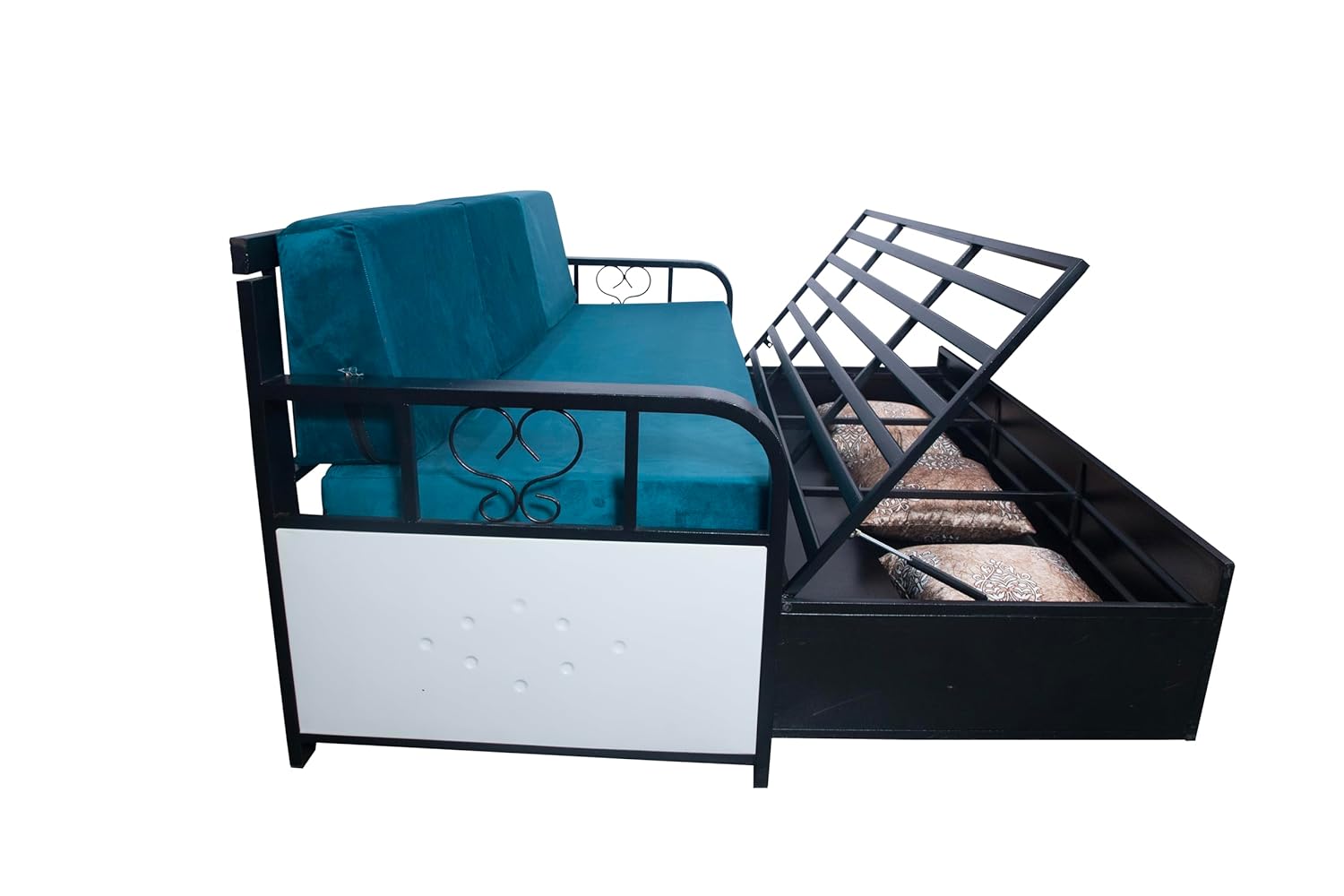 SOFTSOUL Furniture Metal Sofa Cum Bed with Hydraulic Storage - (Texture Finish - Black) : Powder Coating (King (6 X 6)) - Image 5