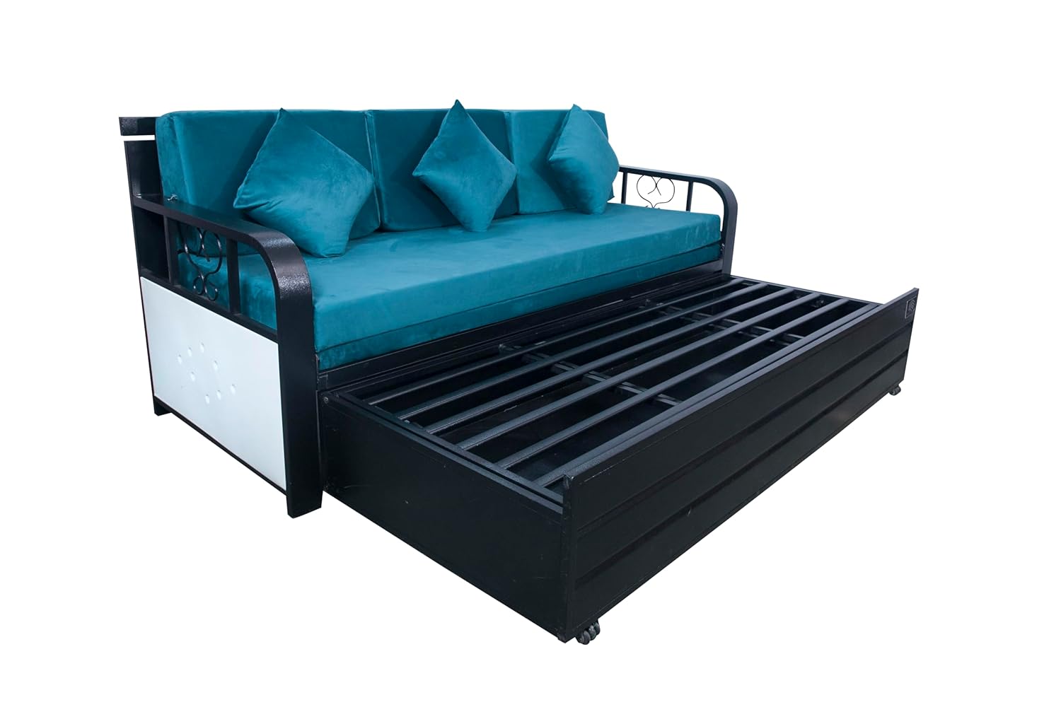 SOFTSOUL Furniture Metal Sofa Cum Bed with Hydraulic Storage - (Texture Finish - Black) : Powder Coating (King (6 X 6)) - Image 6