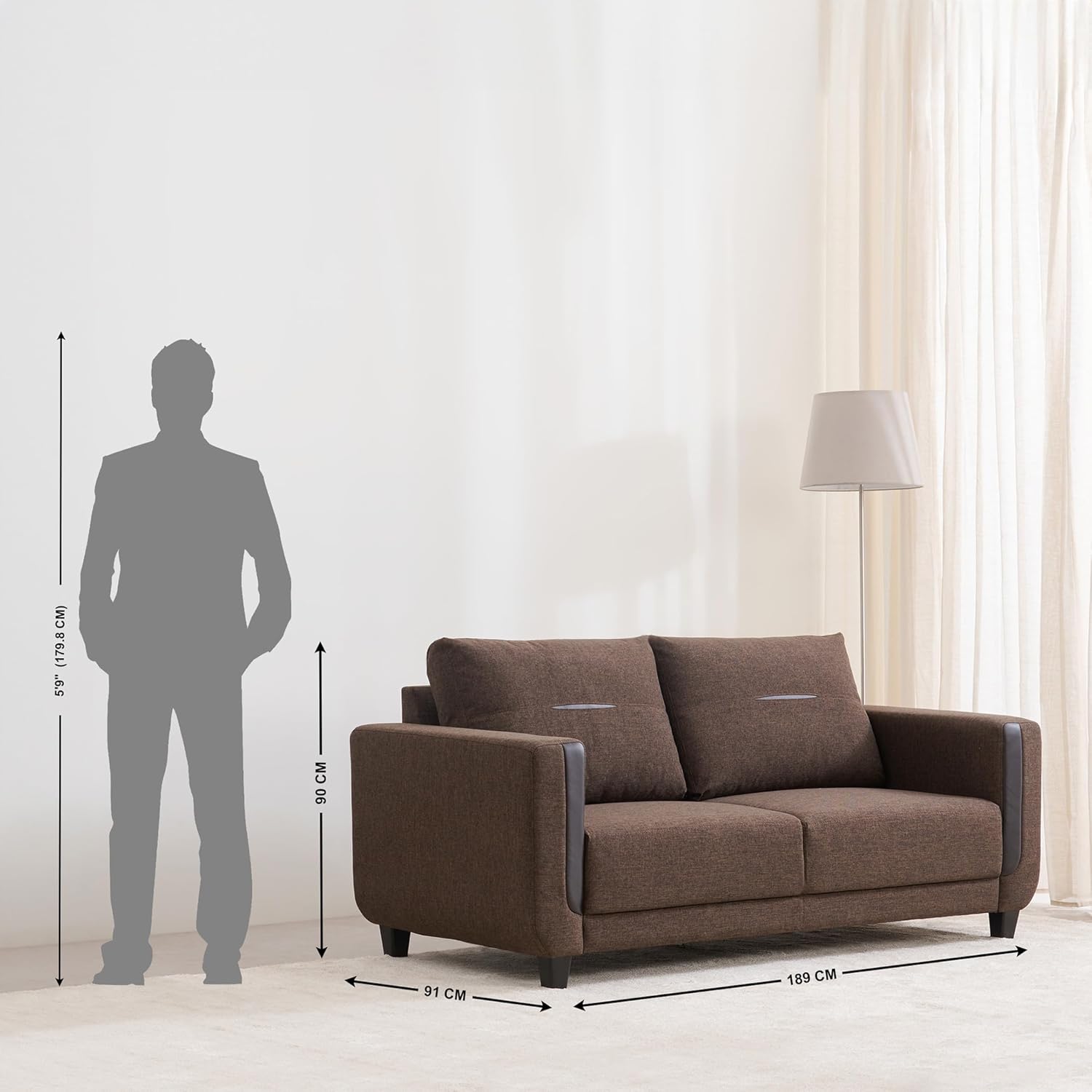 Home Centre 6 Seater Berry Fabric Sofa|Fabric Sofa Set for Living Room|(Brown)|2 Year Warranty - Image 3