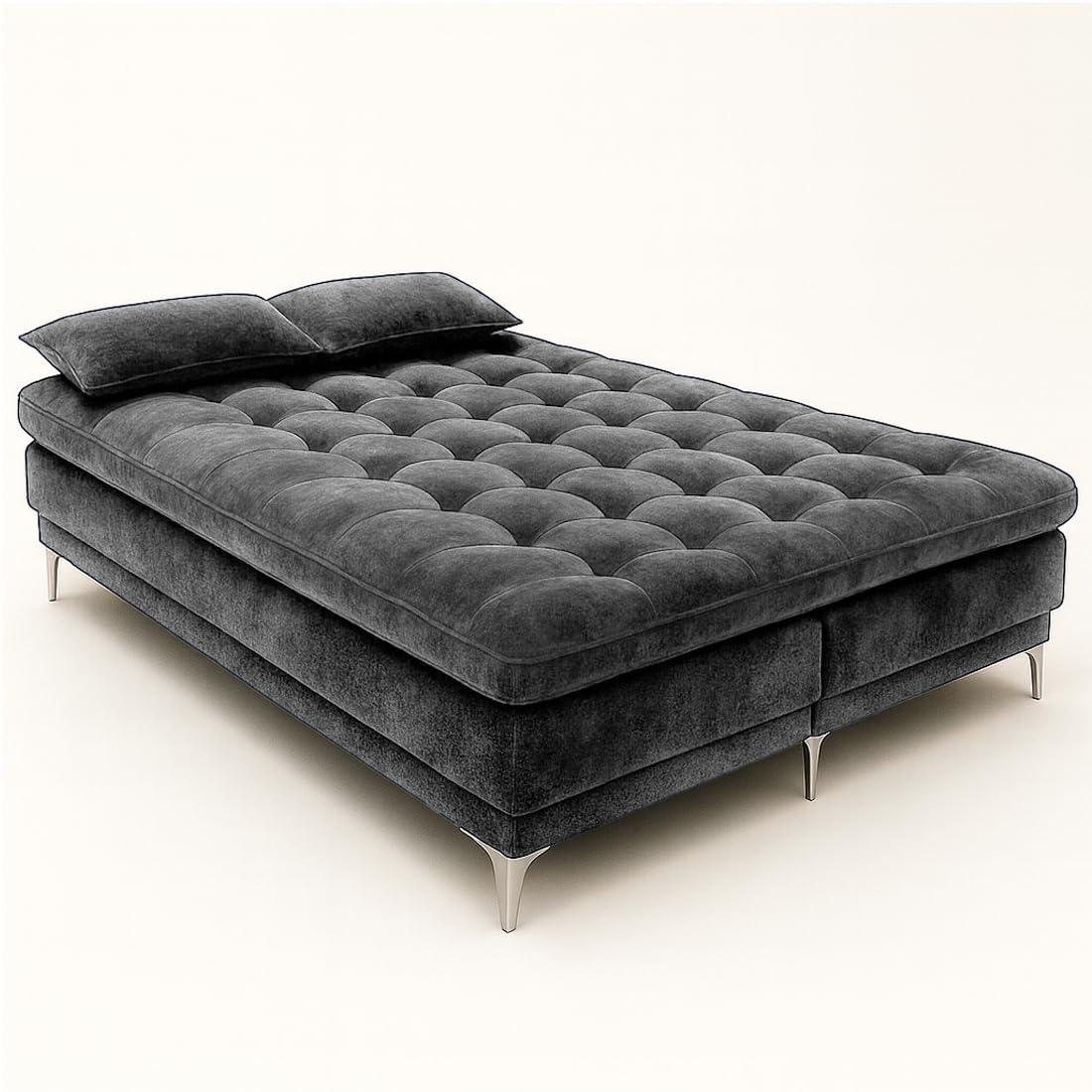 FURNY Eagel 3 Seater Fabric Sofa Cum Bed with 2 Cushions (Dark Grey) with Velvet Fabric | Durable with Comfort | Perfect for Living Room, Bedrooms, Offices - Image 6