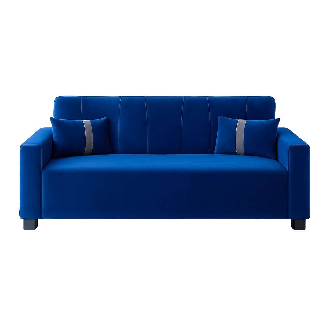 Helix 3 Seater Sofa Set | Soft Velvet Suede Fabric | Modern Design | Plush Comfort Cushions for Living Room (Dark Blue) - Image 4