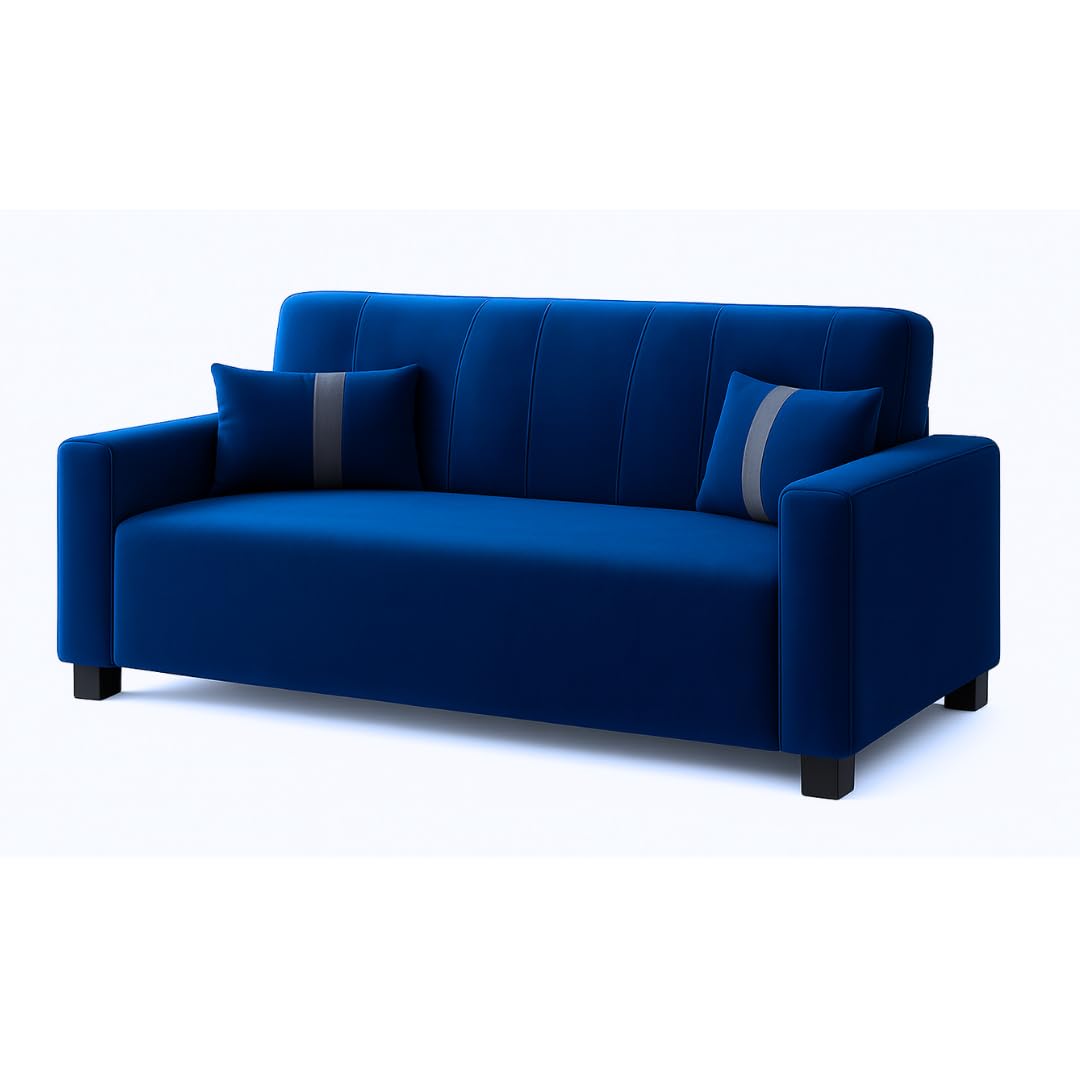 Helix 3 Seater Sofa Set | Soft Velvet Suede Fabric | Modern Design | Plush Comfort Cushions for Living Room (Dark Blue) - Image 6