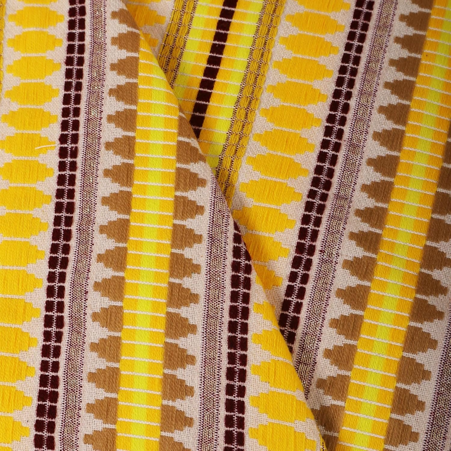 STITCHNEST Woven 1 Seater Sofa Protector with 2 Hand Rest Covers – Yellow & White Stripe Design – Washable Fabric with Tassels – Stylish Sofa Cover for Modern Living Room & Furniture Décor - Image 5
