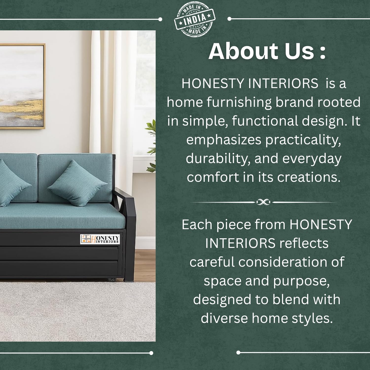 Royal Nest 6x6 King Size Metal Sofa Cum Bed with Hydraulic Storage | Foldable, Heavy-Duty Black Frame with Grey Rebonded Foam Cushion | Space-Saving Furniture for Home - Image 10