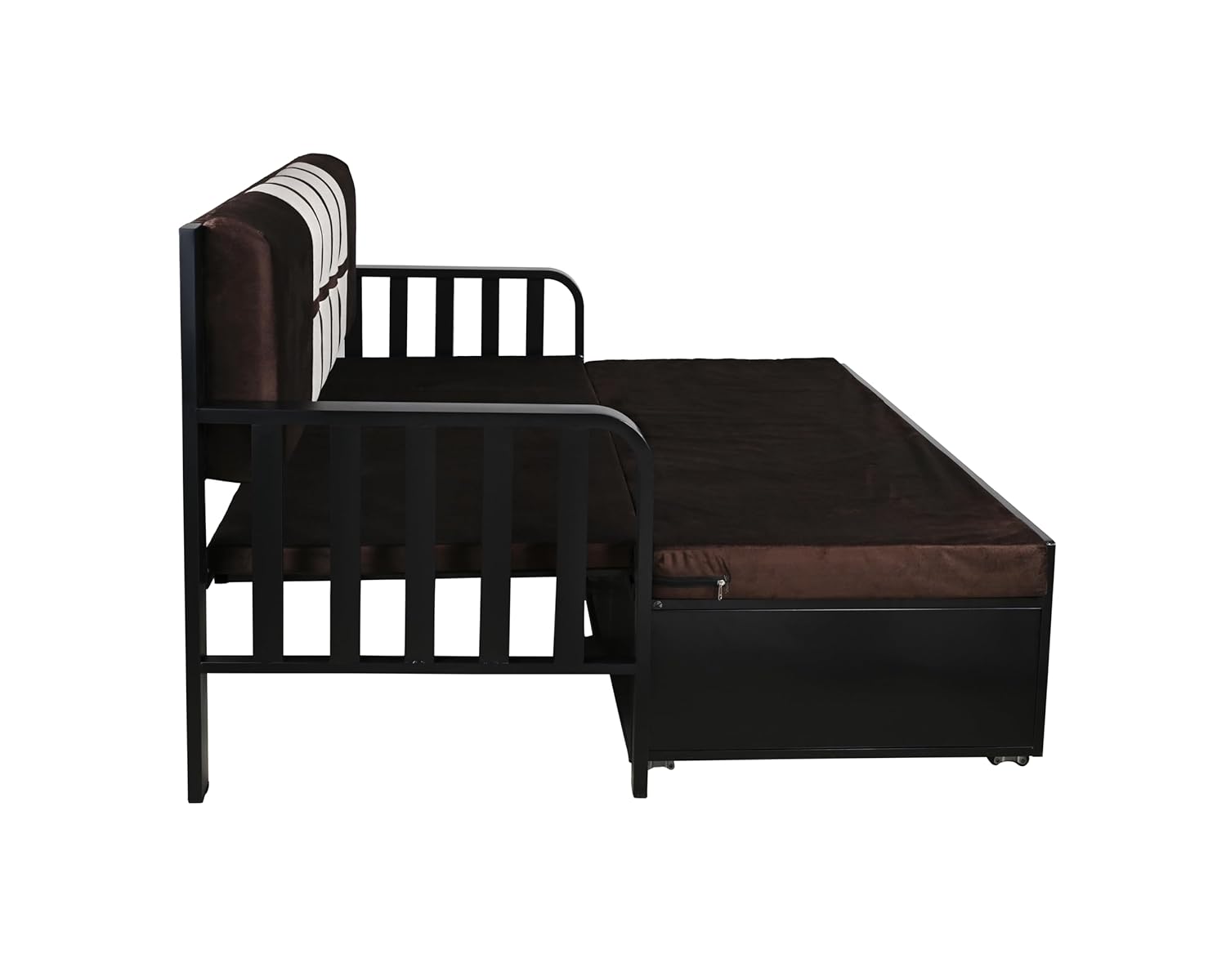 Furniture Premium Etrica Metal Sofa Bed with Hydraulic Storage – 3 Seater Sofa with Cushions, Modern Living Room Sofa Set - Black Matte (Queen Size (6X5)) - Image 5