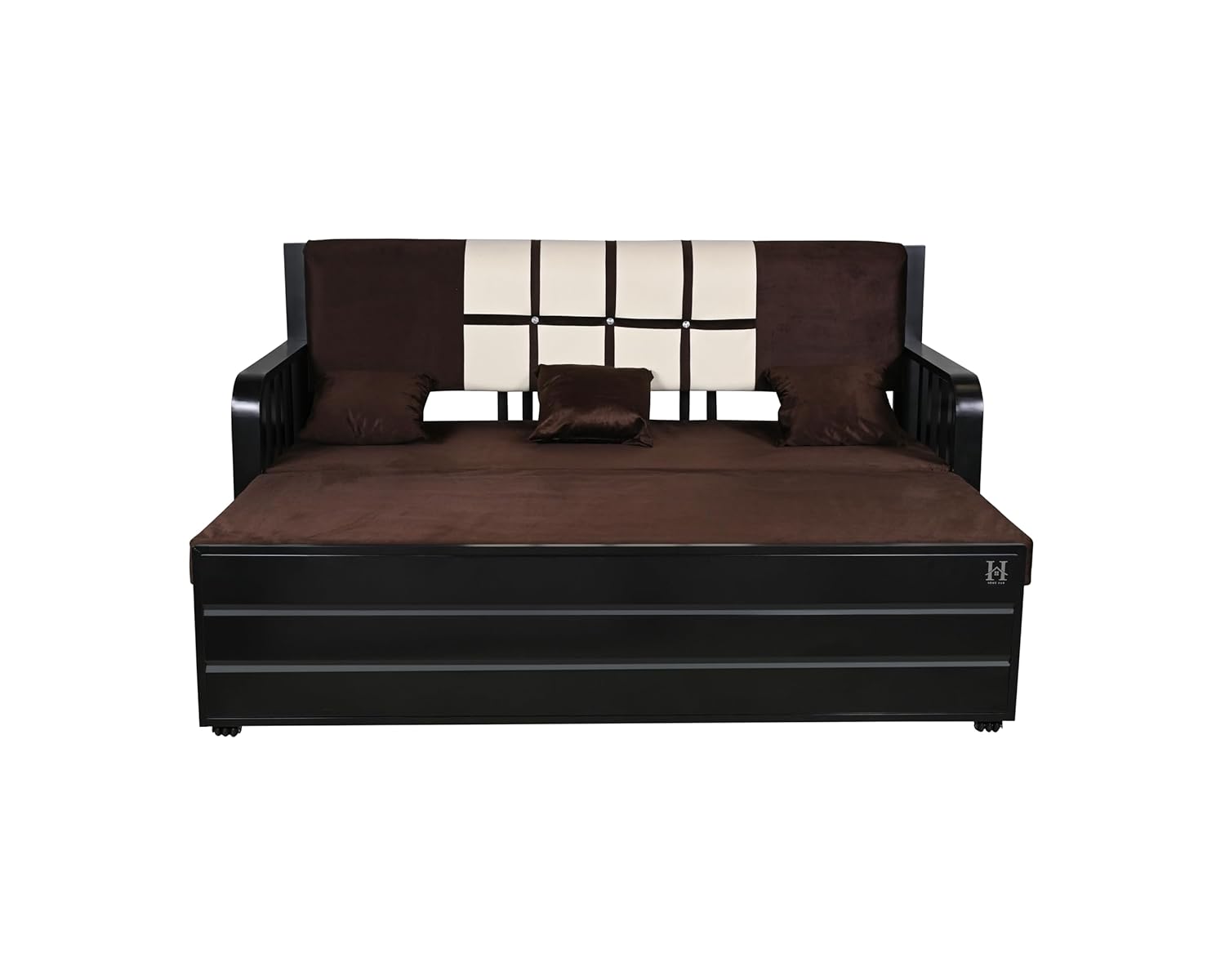 Furniture Premium Etrica Metal Sofa Bed with Hydraulic Storage – 3 Seater Sofa with Cushions, Modern Living Room Sofa Set - Black Matte (Queen Size (6X5)) - Image 7