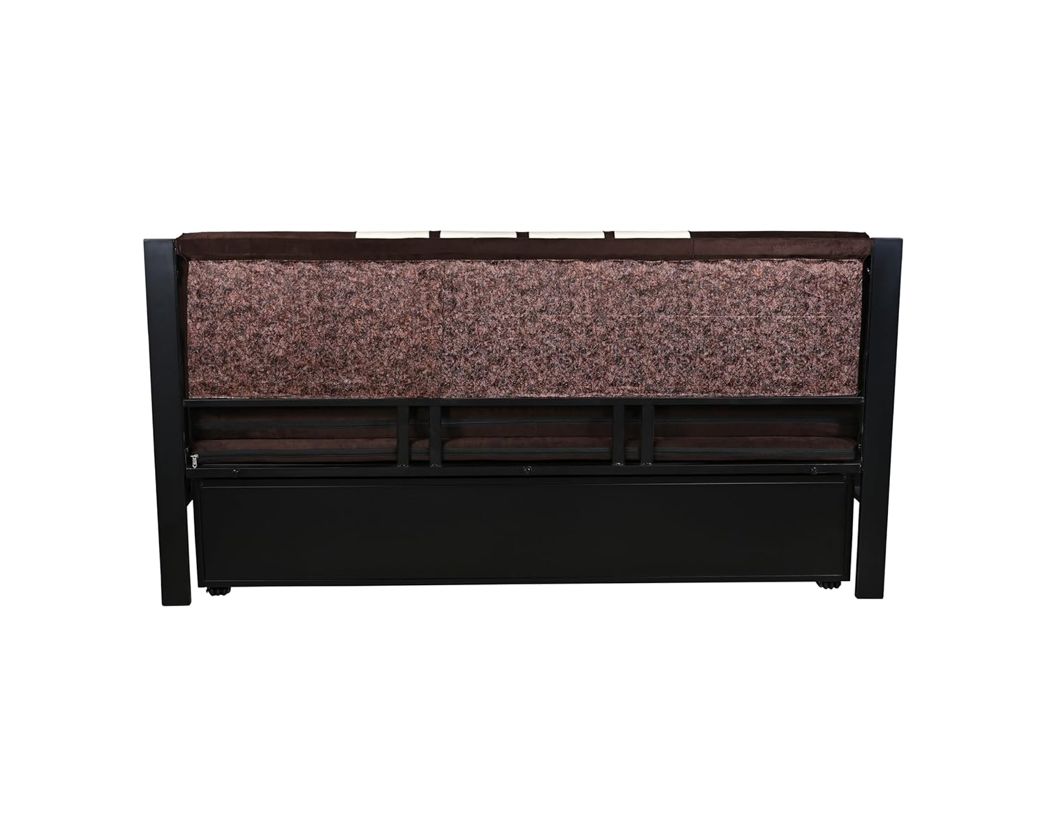 Furniture Premium Etrica Metal Sofa Bed with Hydraulic Storage – 3 Seater Sofa with Cushions, Modern Living Room Sofa Set - Black Matte (Queen Size (6X5)) - Image 8