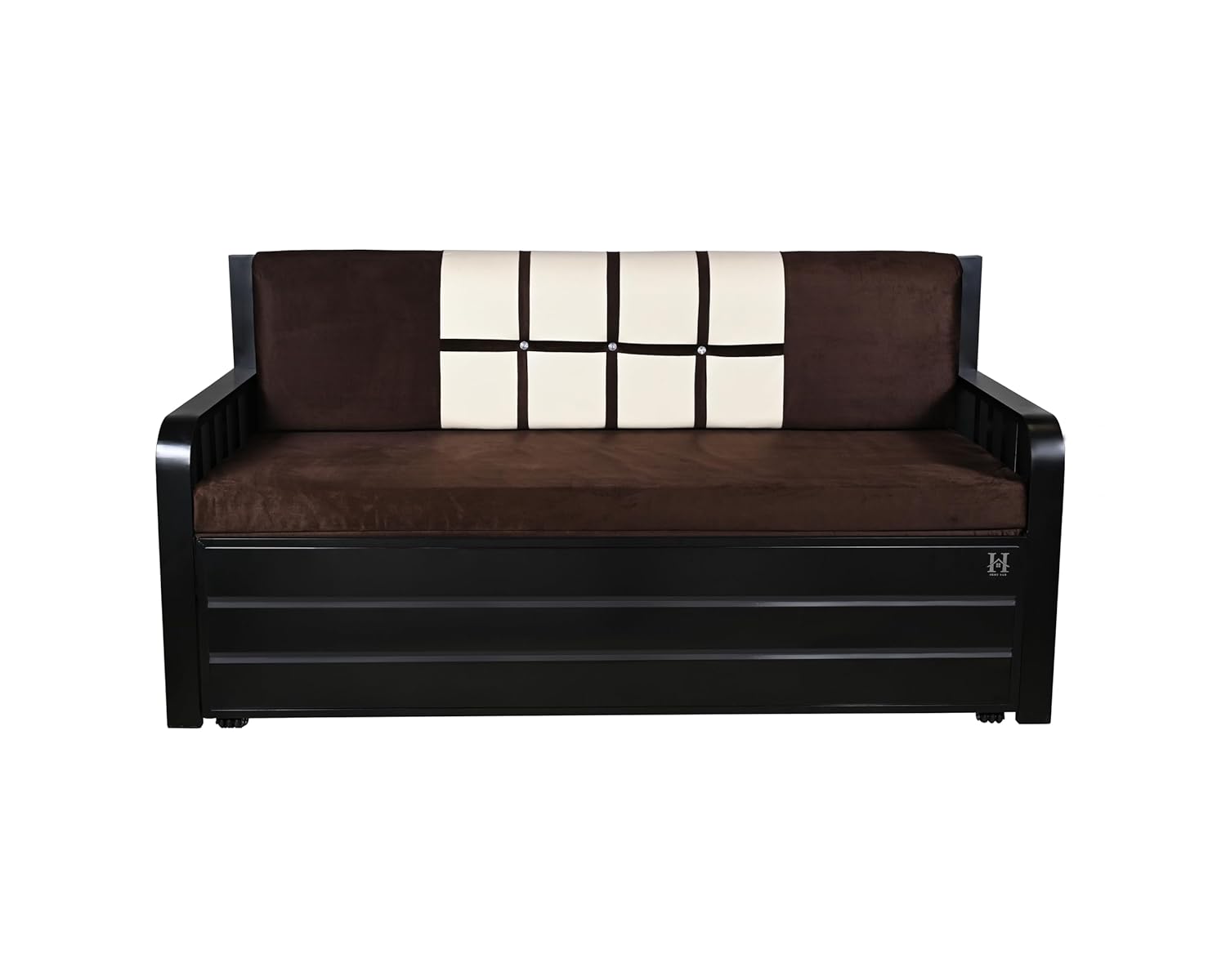 Furniture Premium Etrica Metal Sofa Bed with Hydraulic Storage – 3 Seater Sofa with Cushions, Modern Living Room Sofa Set - Black Matte (Queen Size (6X5)) - Image 9