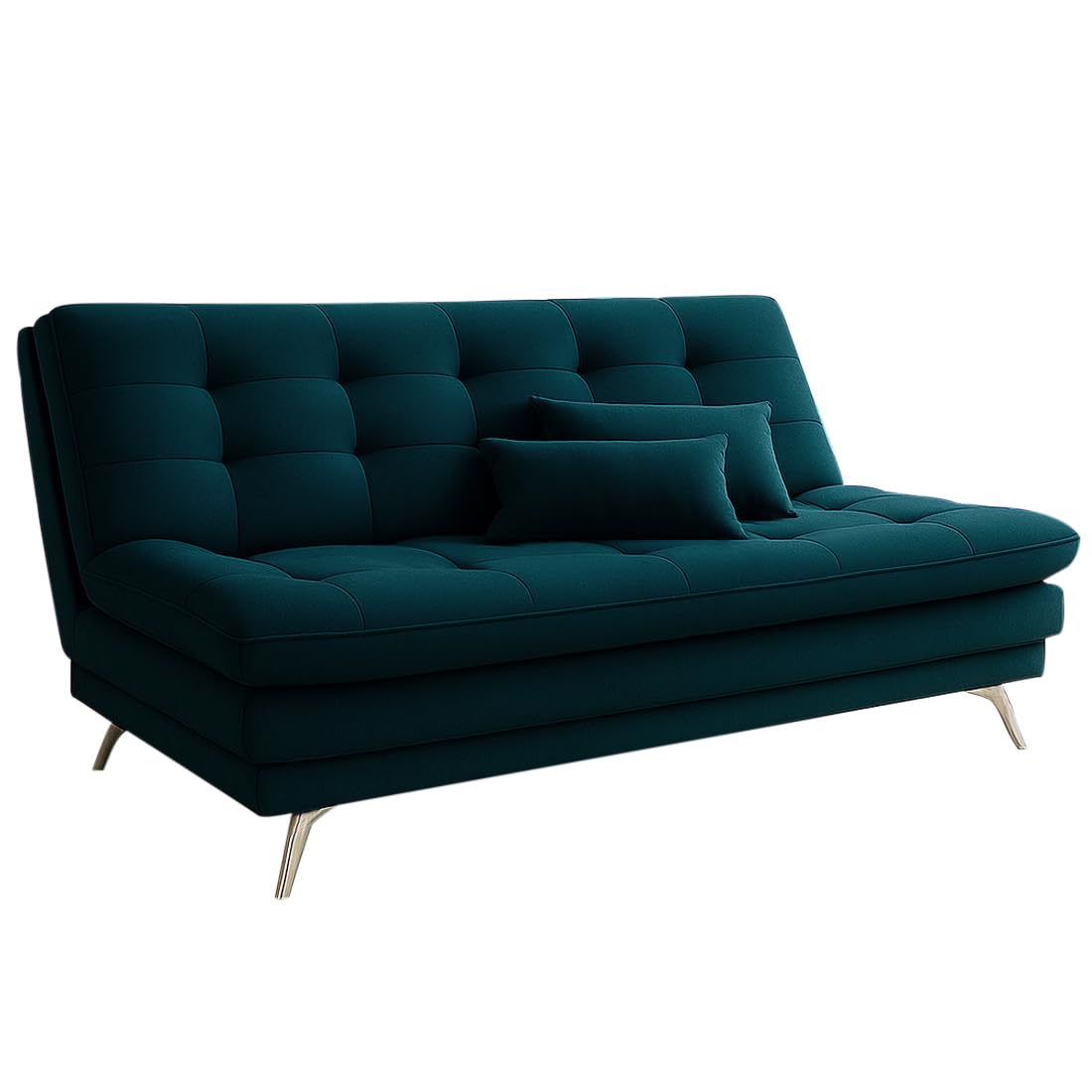 FURNY Eagel 3 Seater Fabric Sofa Cum Bed with 2 Cushions (Greenish Teal) with Velvet Fabric | Durable with Comfort | Perfect for Living Room, Bedrooms, Offices - Image 4