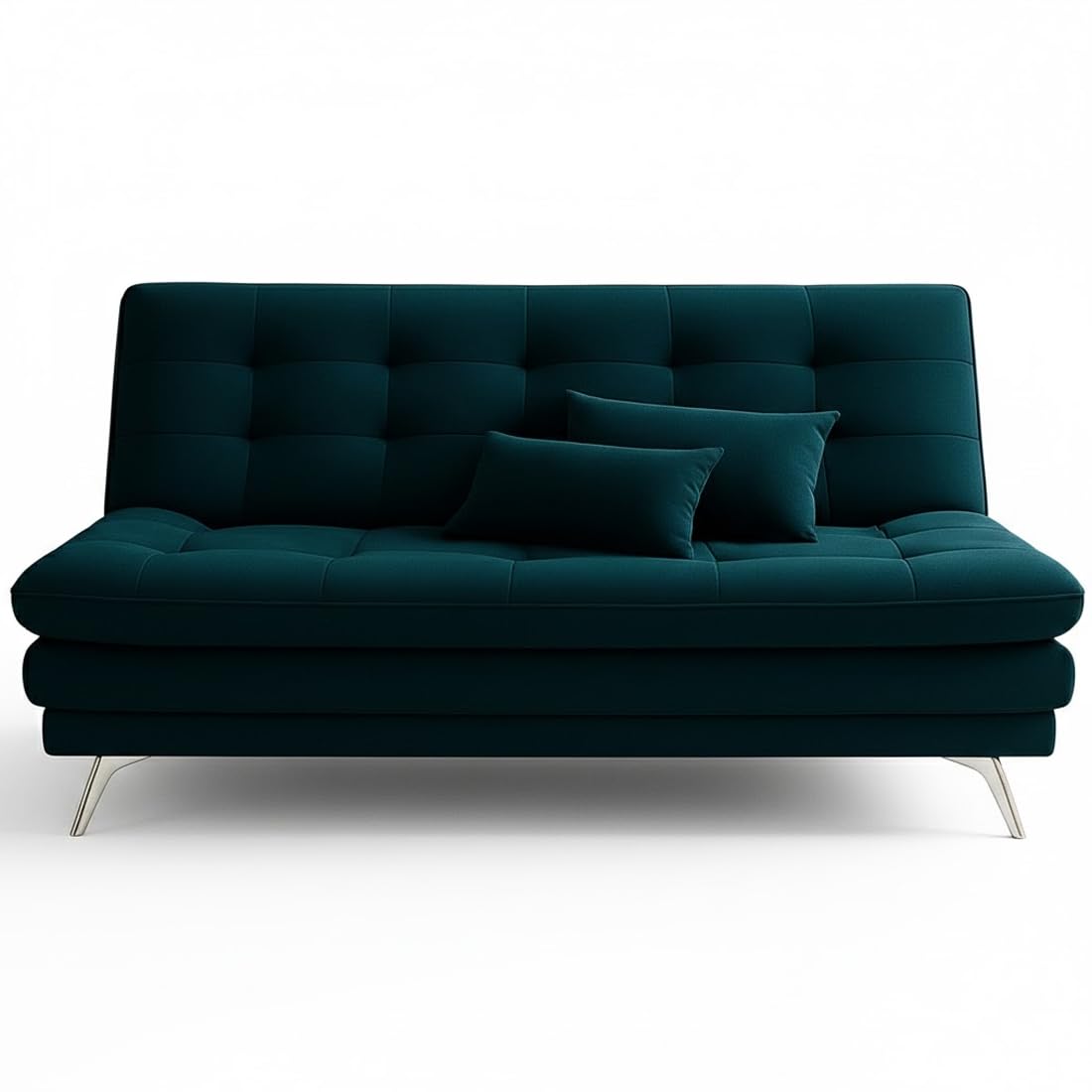FURNY Eagel 3 Seater Fabric Sofa Cum Bed with 2 Cushions (Greenish Teal) with Velvet Fabric | Durable with Comfort | Perfect for Living Room, Bedrooms, Offices - Image 5