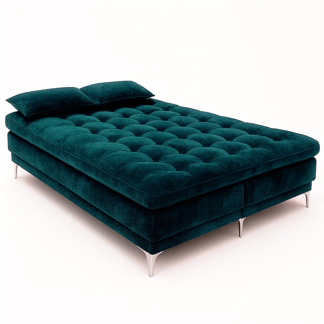 FURNY Eagel 3 Seater Fabric Sofa Cum Bed with 2 Cushions (Greenish Teal) with Velvet Fabric | Durable with Comfort | Perfect for Living Room, Bedrooms, Offices - Image 6