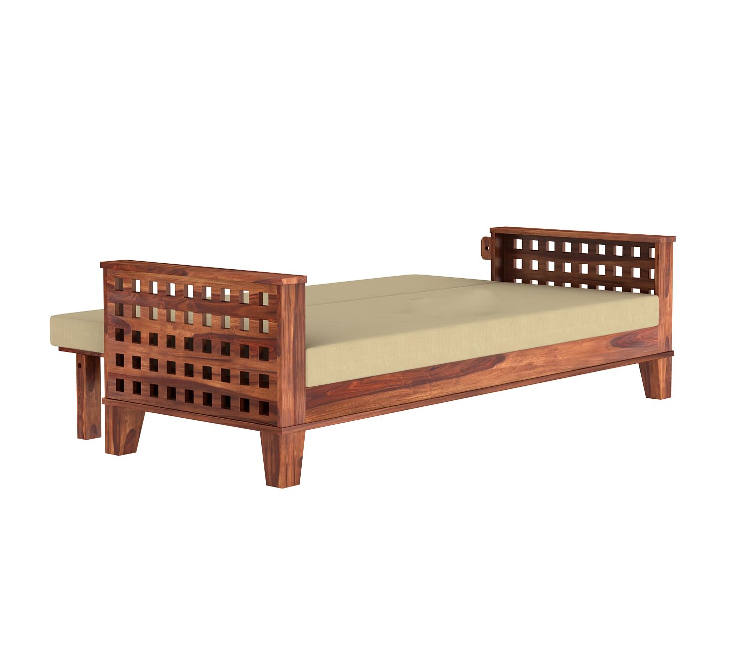 3 Seater Solid Sheesham Wooden Sofa Cums Bed for Living Room | Drawing Room | Folding Bed with Mattresses | Wooden Bed (Natural), Brown - Image 7