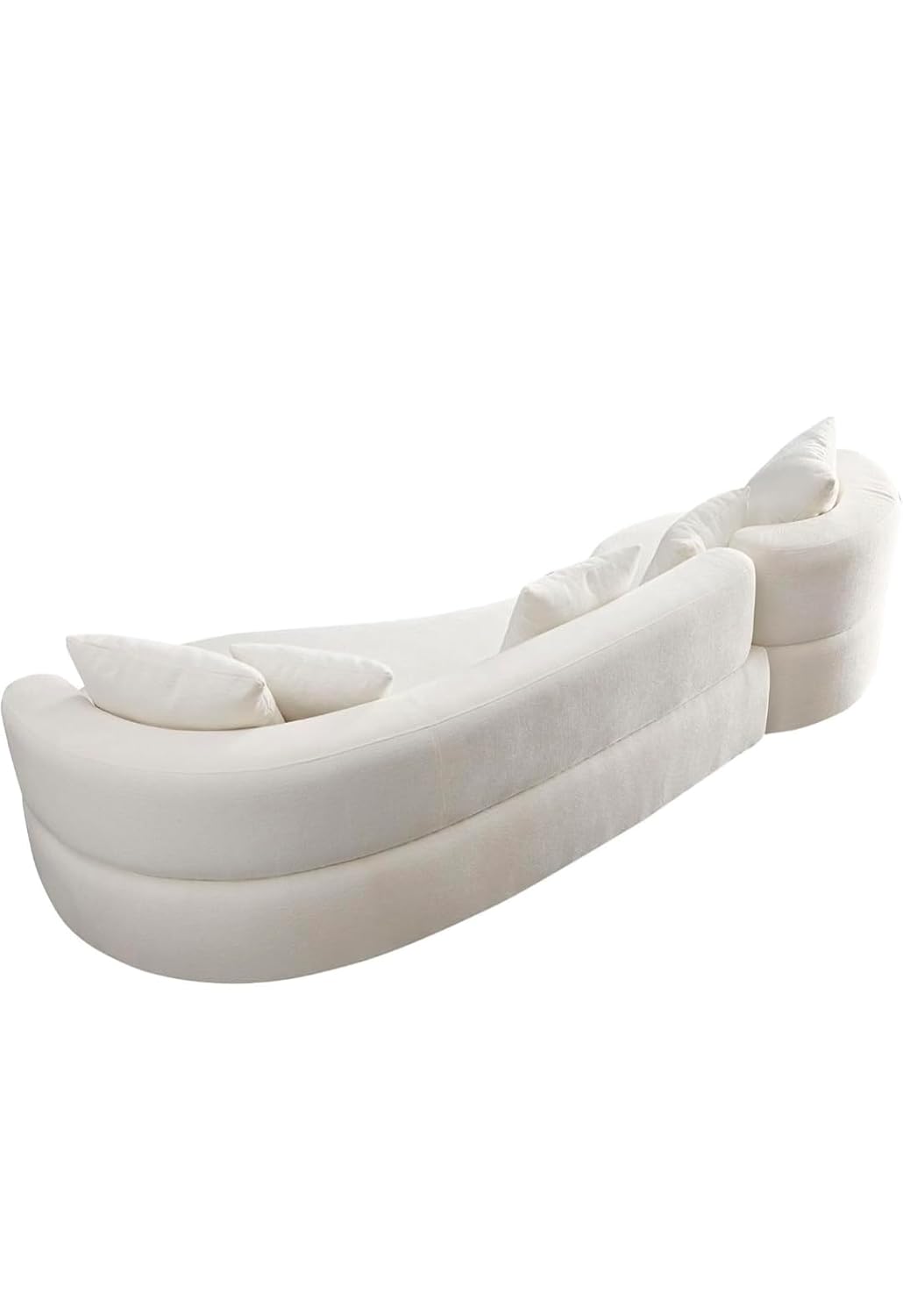 Curved Sofa for Living Room - Modern Boucle Modular Sectional Set, 4 Seat Upholstered Couch for Bedroom, Home Office (Beige, 4 Seater) - Image 5