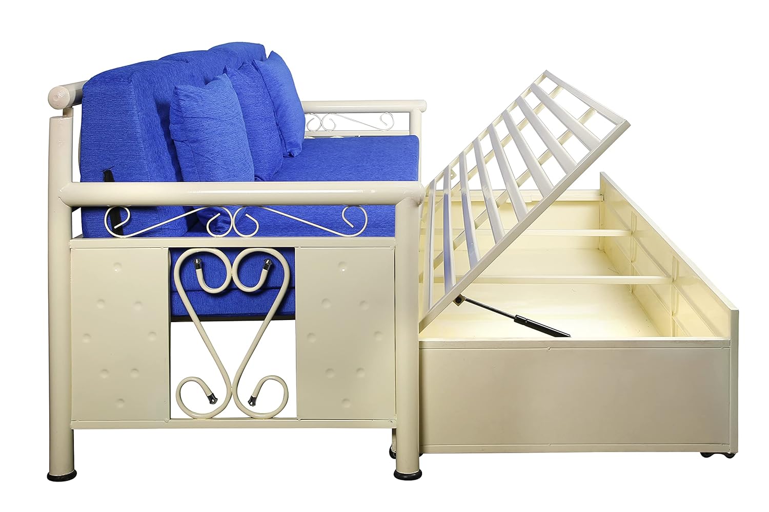 3 Seater Metal Sofa Cum Bed with Hydraulic Storage for Living Room (Queen (5 * 6)) - Image 9