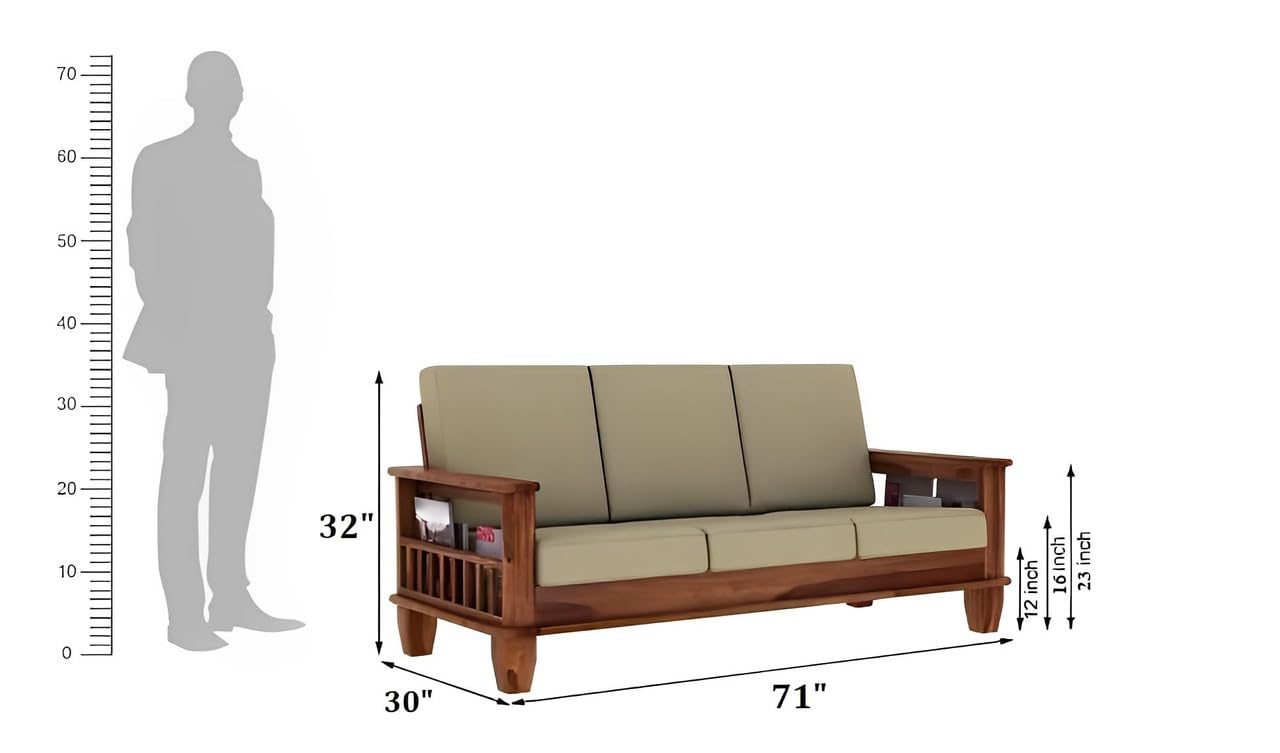 Solid Sheesham Wood One Seater Sofa | Wooden One Sofa for Living Room| Hotel | Cafe | Office | - Image 3