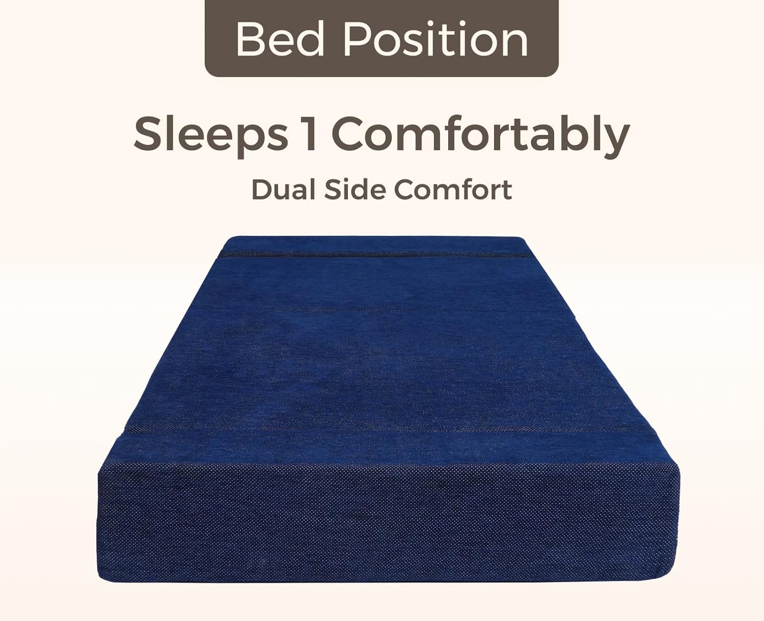 uberlyfe 1 Seater Sofa Cum Bed | 1 Year Warranty | Single Mattress, Foldable Sofacum Bed | 15" Sofa Height | 1 Cushion Jharokha Pattern | Chennille Fabric, Dotted Blue | 3' X 6' Feet - Image 6