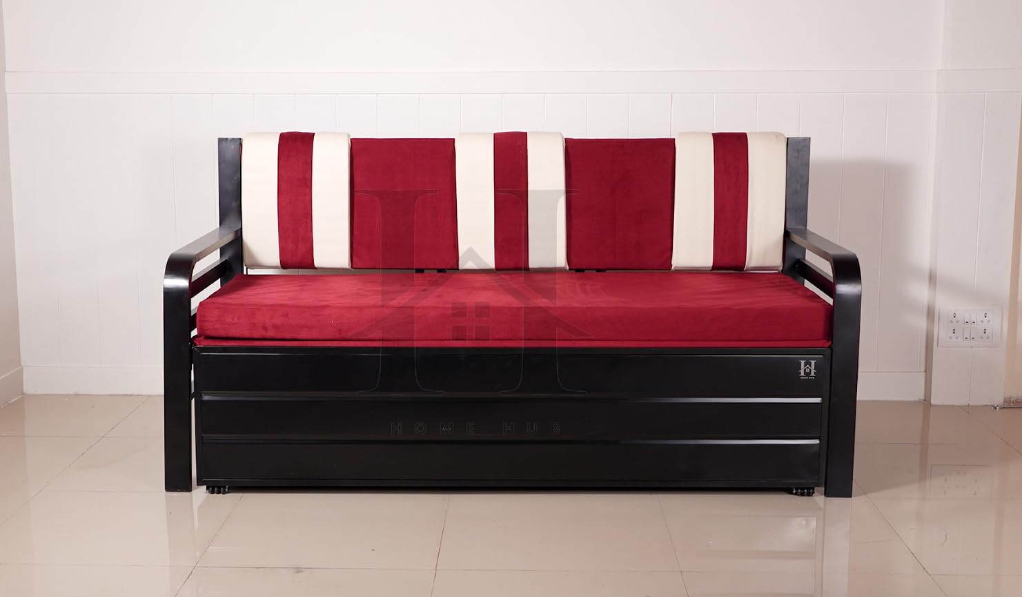 Furniture Premium Remis 3 Seater Sofa Cum Bed, Metal Sofa cuma Bed, Folding Sofa CumBeds for Living Room, 3 Seater Pull Out Sleeper (King Size (6X6)) - Image 9