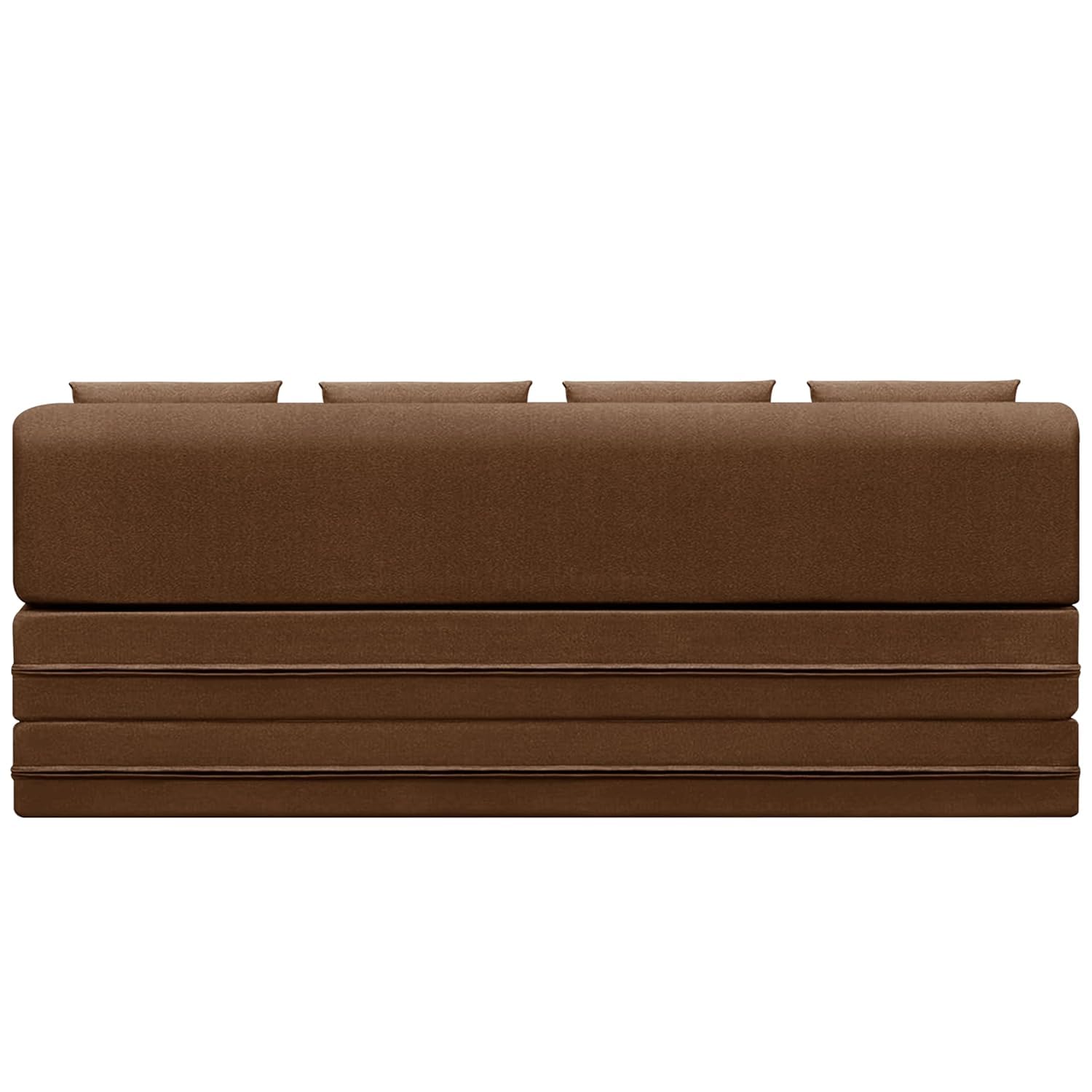 4-Seater Convertible Sofa Cum Bed (6x6 ft) with Cushions | Jute Fabric | Comfortable Sofa for Living Room & Guest Room - Brown - Image 7