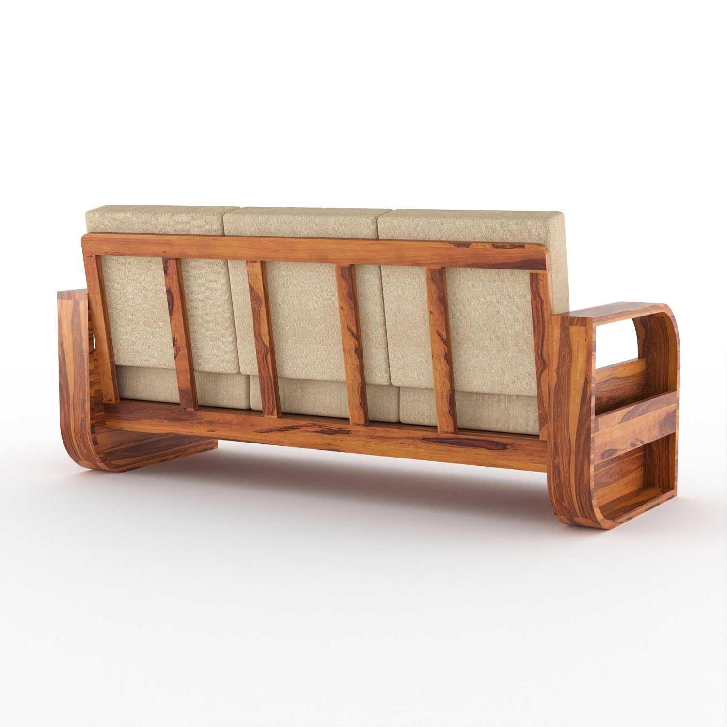 3 Seater Sheesham Wood Sofa for Living Room Furniture Home and Office | Three Seater Wooden Sofa (Natural Finish, 3 Seater), Brown - Image 6