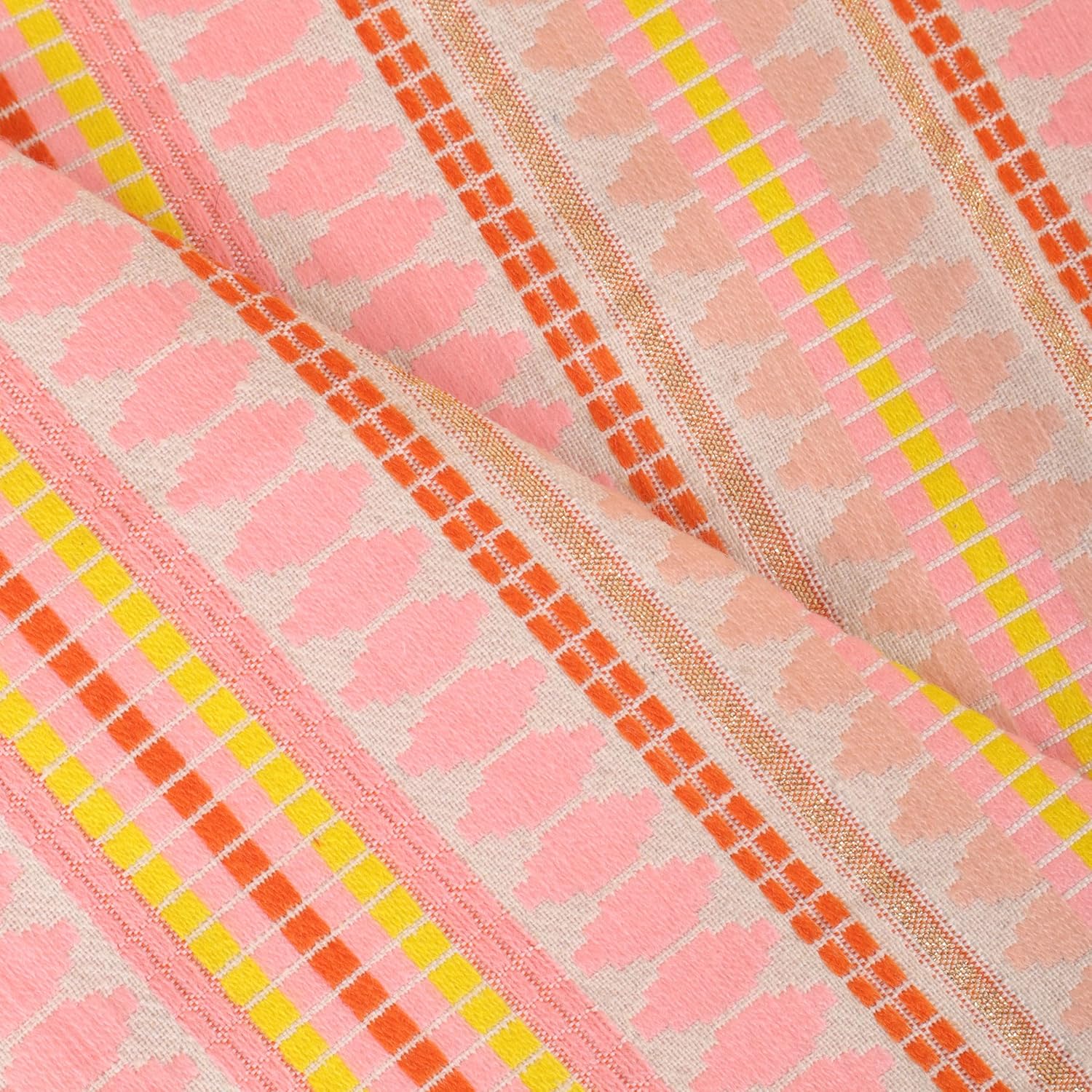 STITCHNEST Woven 3 Seater Sofa Protector with 2 Hand Rest Covers – Pink & White Stripe Design – Washable Fabric with Tassels – Stylish Sofa Cover for Modern Living Room & Furniture Décor - Image 5