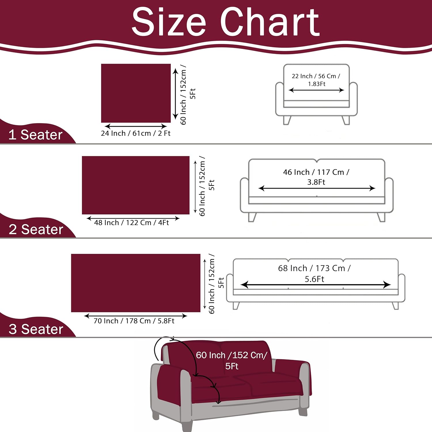 STITCHNEST Woven 3 Seater Sofa Protector with 2 Hand Rest Covers – Pink & White Stripe Design – Washable Fabric with Tassels – Stylish Sofa Cover for Modern Living Room & Furniture Décor - Image 6