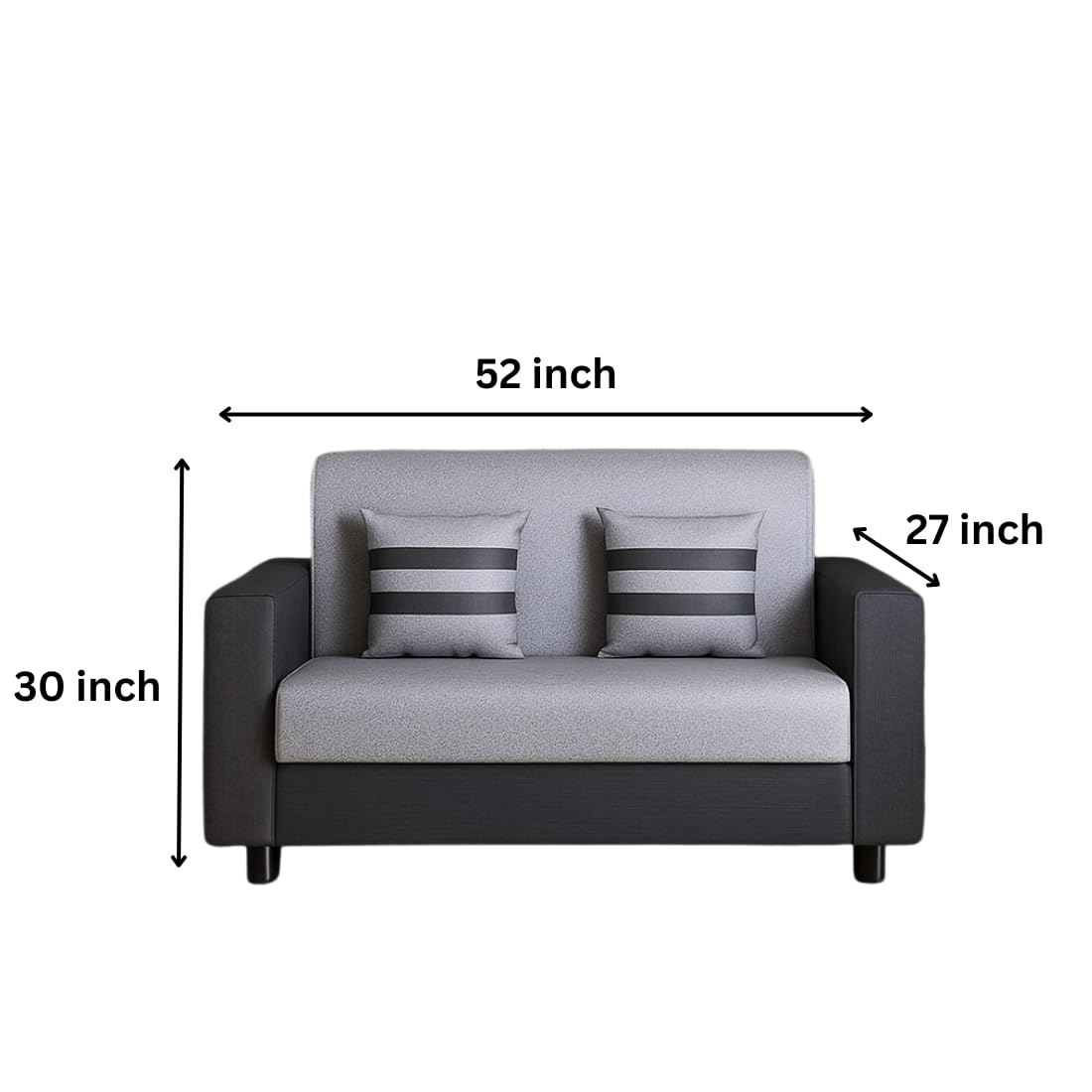 2 Seater Sofa | Fabric 2 Seater Sofa Set | Sofa for Living Room & Home | Furniture for Office & Hotels | Fabric Color:- Grey & Black - Image 4