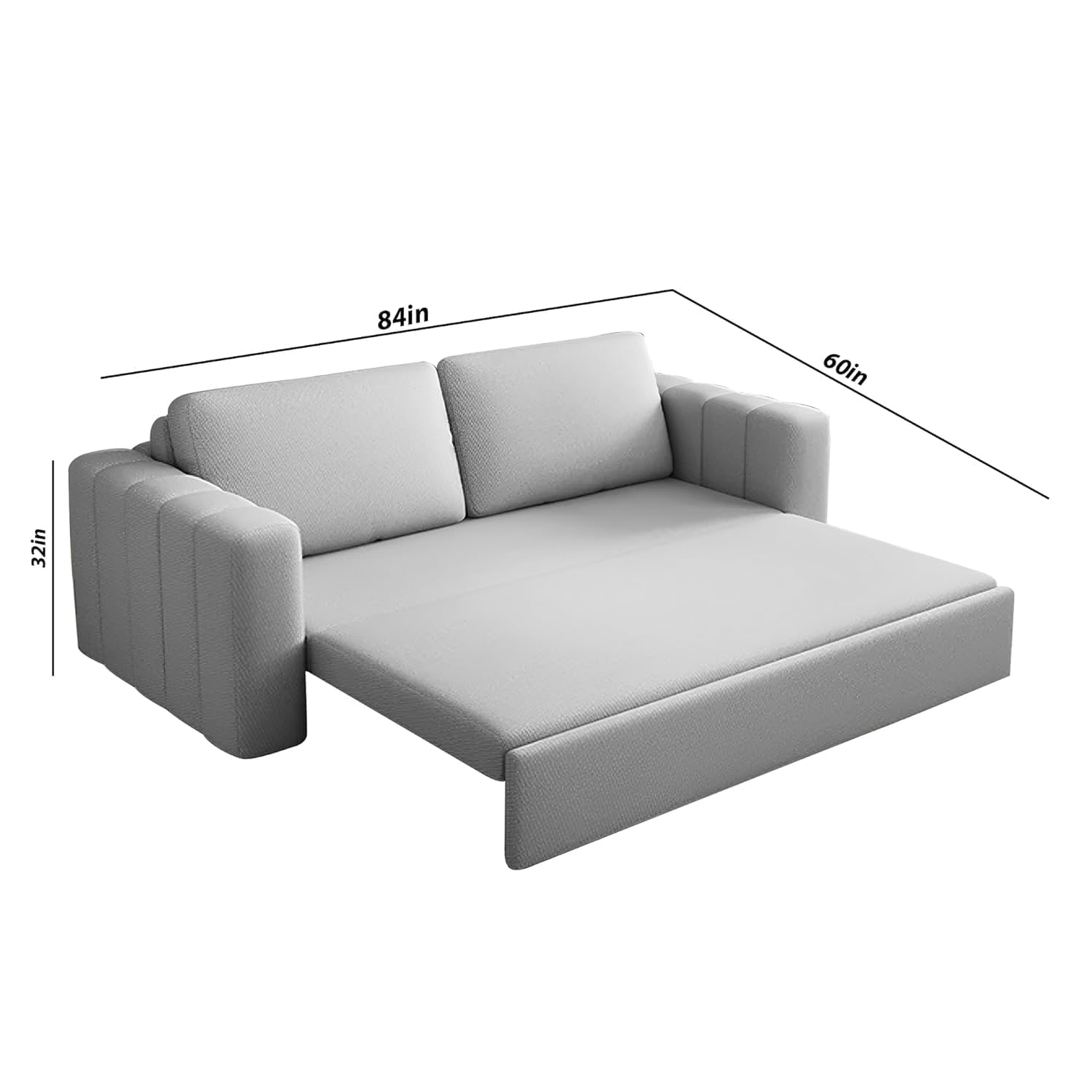 Roxy 3 Seater Sofa Cum Bed for Living Room (Grey Colour Fabric) Premium Fabric Sofa Set - Image 3
