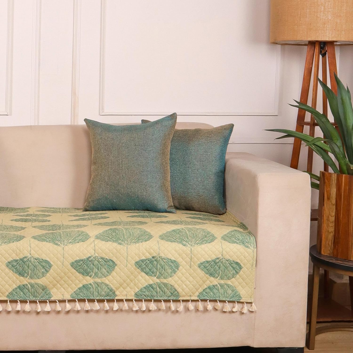 STITCHNEST Quilted Velvet Sofa Cover – 24x30 Inch, Multicolor Pastel Geometric Design, Soft & Luxurious, Washable Sofa Protector for 1-Seater - Image 4