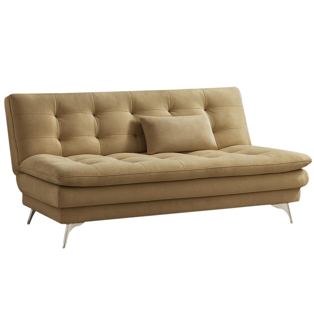 FURNY Eagel 3 Seater Fabric Sofa Cum Bed with 2 Cushions (Beige) with Velvet Fabric | Durable with Comfort | Perfect for Living Room, Bedrooms, Offices - Image 4