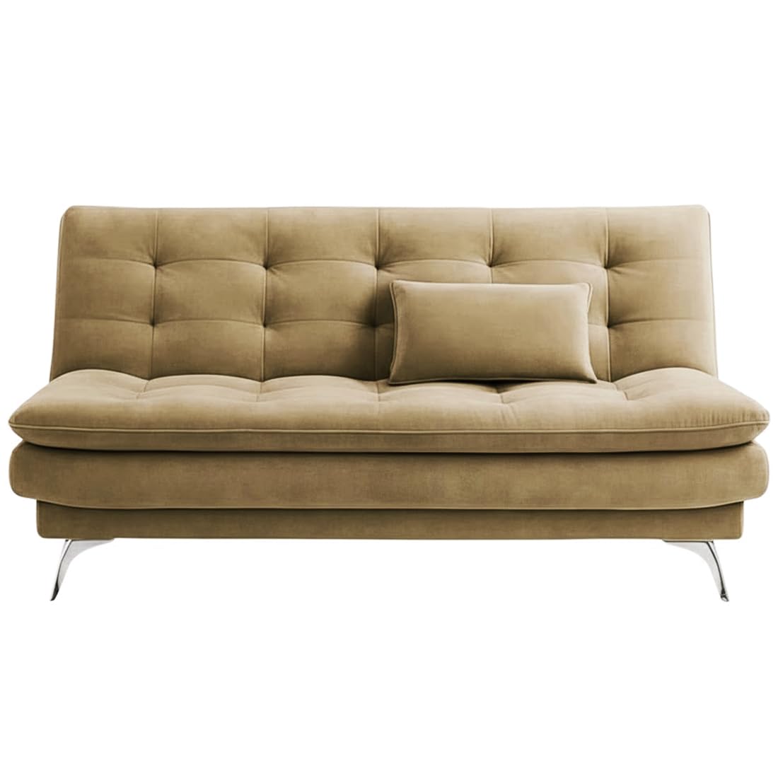 FURNY Eagel 3 Seater Fabric Sofa Cum Bed with 2 Cushions (Beige) with Velvet Fabric | Durable with Comfort | Perfect for Living Room, Bedrooms, Offices - Image 5