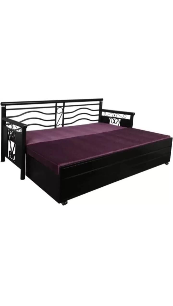 Shree ASHAPURA Steel Furniture Metal Sofa Cum Bed with Hydraulic Storage - Black Color (Texture Finish) Powder Coating (Single (6 x 4)) - Image 4