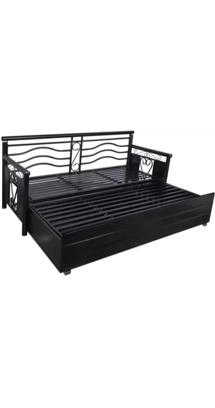 Shree ASHAPURA Steel Furniture Metal Sofa Cum Bed with Hydraulic Storage - Black Color (Texture Finish) Powder Coating (Single (6 x 4)) - Image 6