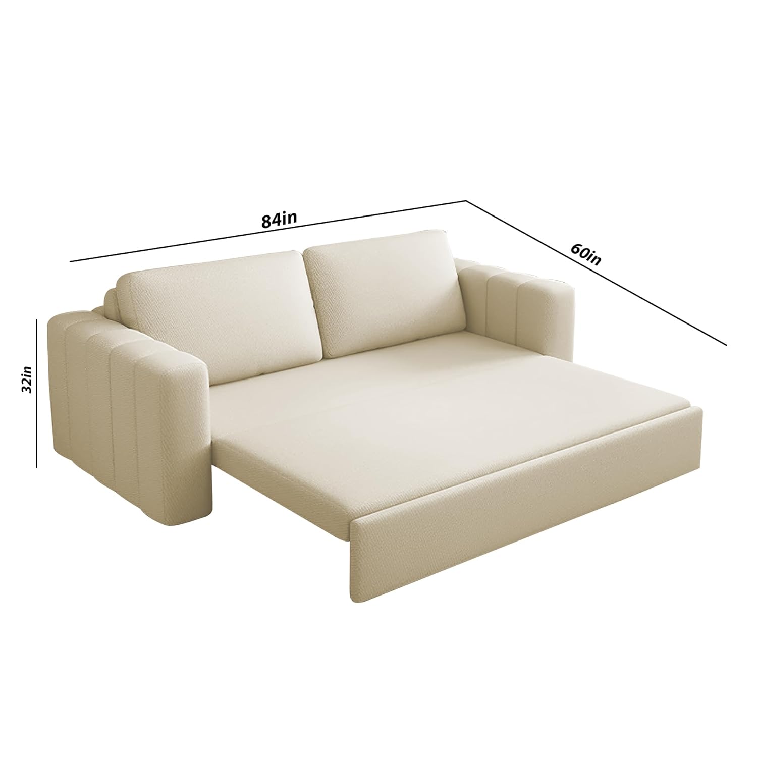 BRAXTON Fisico 3 Seater Sofa Cum Bed for Living Room (Cream Fabric) Premium Fabric Sofa - Image 3