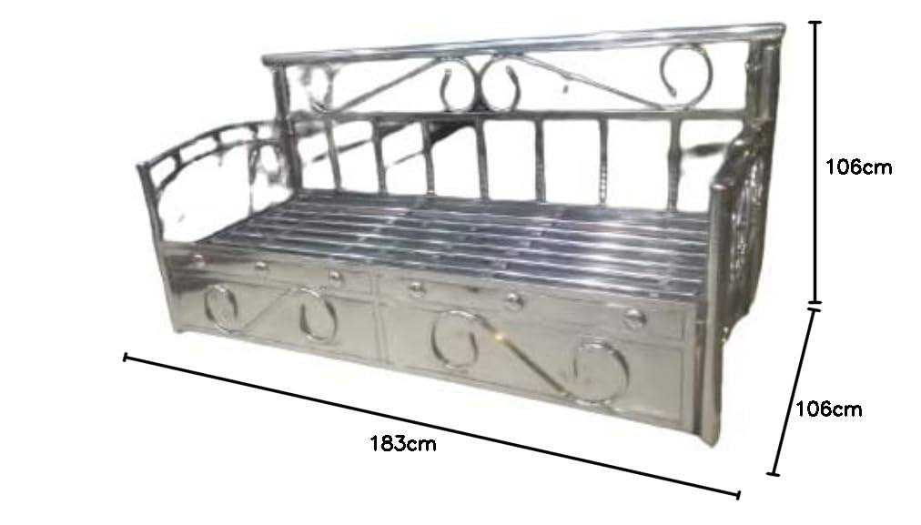 DELFIT Stainless Steel King Size Sofa Cum Bed with Hydraulic Storage Sofa Cum Bed (Silver, Brown) - Image 3