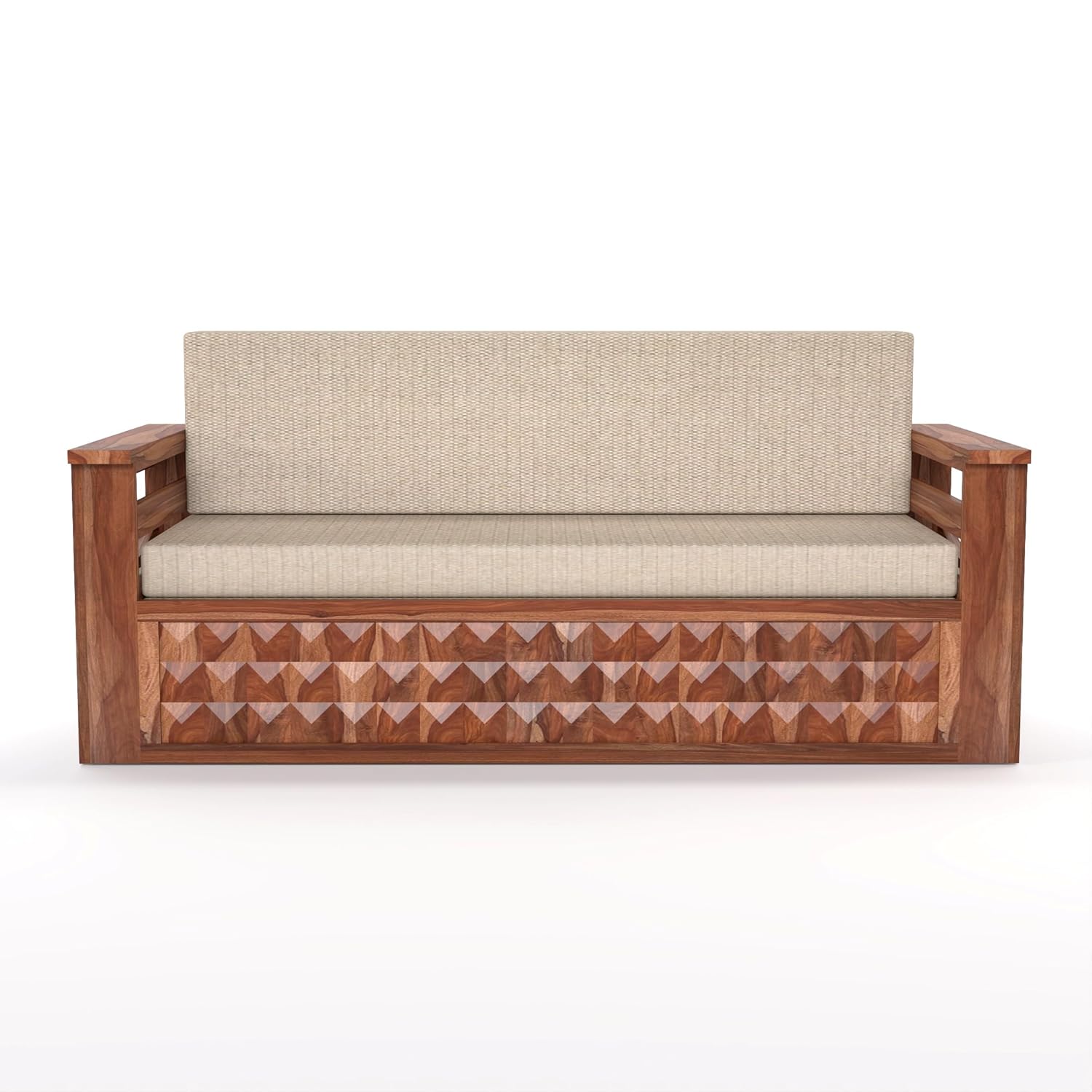 Solid Sheesham Wooden Sofa Cums Bed with Mattress for Living Room | Rosewood 3 Seater Sofa Cums Bed for Bedroom Without Pillow (Honey AD, 3 Seater) - Image 4